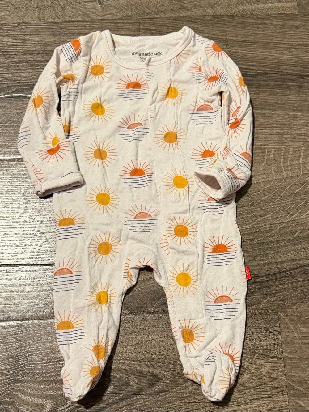 Newborn Magnetic Me Modal Footed Sleeper Pajama with Sun Pattern